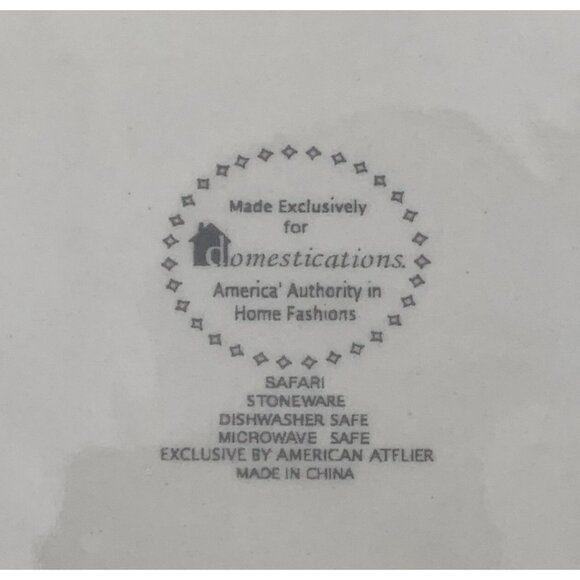 American Atelier Safari Serengeti Black White Bowls Set Of 2 Wild Animals - Picture 2 of 8